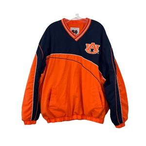 AUBURN University Tigers Embroidered Brushed Wind Pullover Side Zip Lined Sz XXL